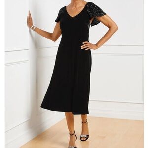 Talbots SEQUIN SLEEVE VELVET DRESS
